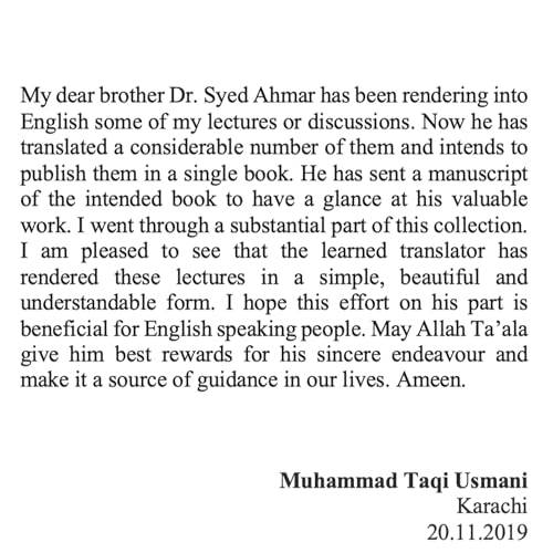 USMANI DISCOURSES. English translation of talks by Mufti Taqi Usmani DB. by Syed Ahmer