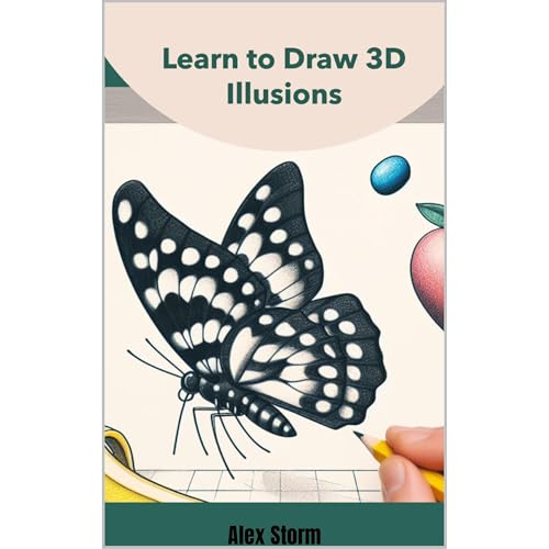 How to draw a 3D drawing, a pencil illusion on paper: technique for creating with step-by-step explanations for beginners and children using examples of 3D images of a butterfly, banana, and heart.