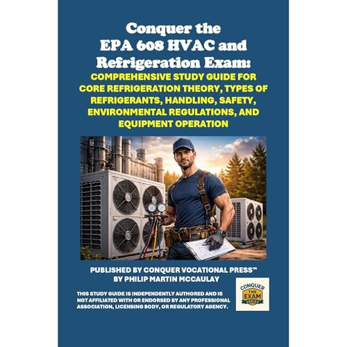 Conquer the EPA 608 HVAC and Refrigeration Exam: Comprehensive Study Guide for Core Refrigeration Theory, Types of Refrigerants, Handling, Safety, Environmental Regulations, and Equipment Operation by Philip Martin McCaulay